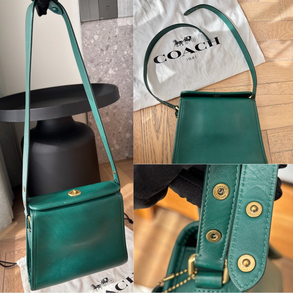 COACH Turnlock Shoulder Bag Green - Picture 3 of 16